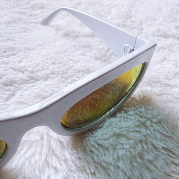 Faye Mirrored Orange with White Rim Sunglasses - Picture 8 of 15